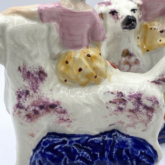 c1900 Antique Pair of Staffordshire Royal Children on Spaniels - Picture 9 of 15